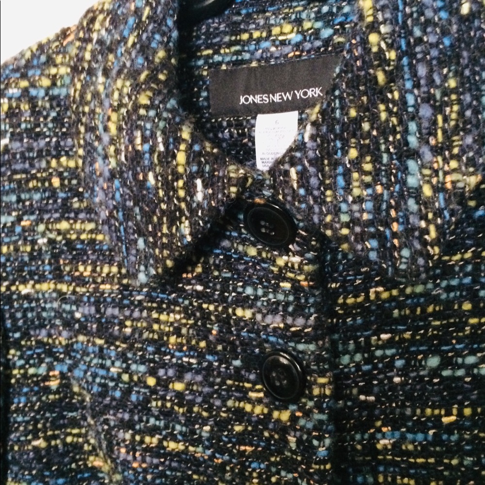 Jones New York Tweed Knee-Length Coat multi fleck